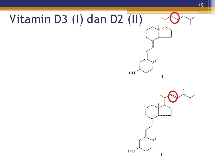 19 Vitamin D 3 (I) dan D 2 (II) 
