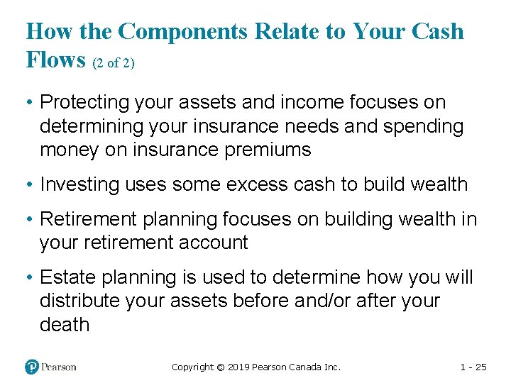 How the Components Relate to Your Cash Flows (2 of 2) • Protecting your