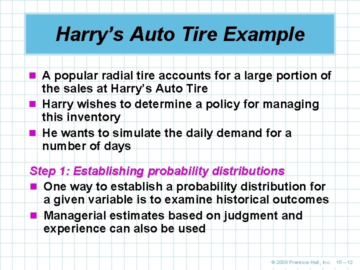 Harry’s Auto Tire Example n A popular radial tire accounts for a large portion Harry’s Auto Tire Example n A popular radial tire accounts for a large portion