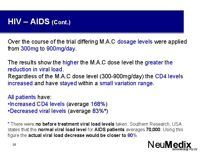 HIV – AIDS (Cont. ) Over the course of the trial differing M. A.