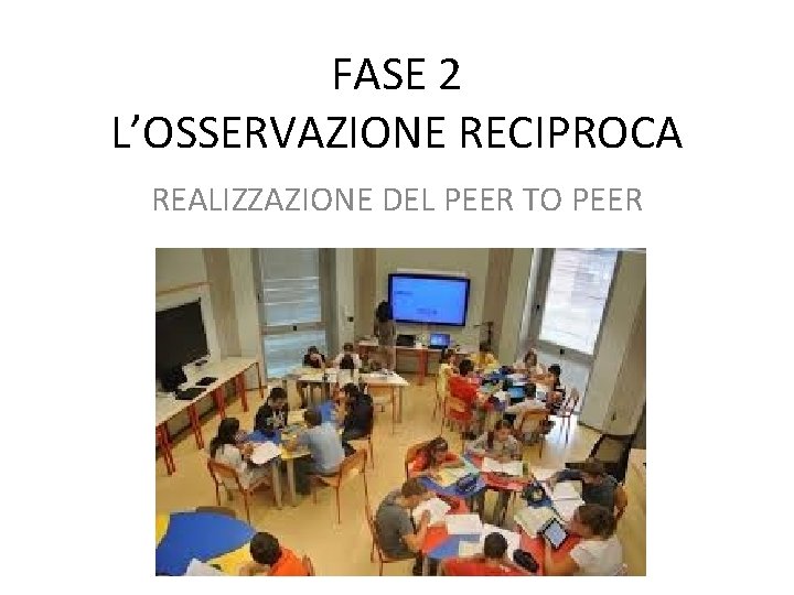 FASE 2 L’OSSERVAZIONE RECIPROCA REALIZZAZIONE DEL PEER TO PEER FASE 2 L’OSSERVAZIONE RECIPROCA REALIZZAZIONE DEL PEER TO PEER