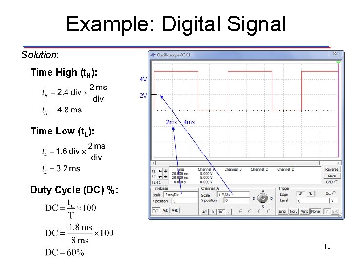 Example: Digital Signal Solution: Time High (t. H): Time Low (t. L): Duty Cycle