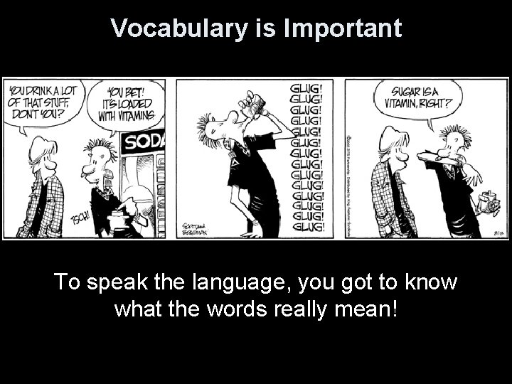 Vocabulary is Important To speak the language, you got to know what the words