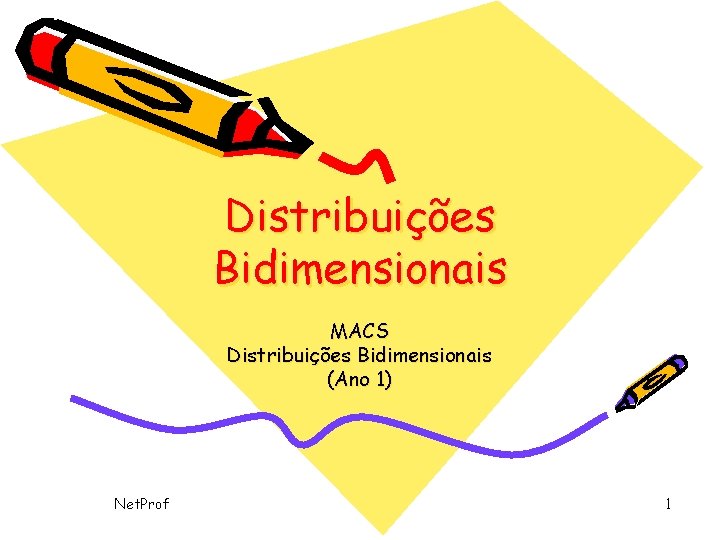Distribuições Bidimensionais MACS Distribuições Bidimensionais (Ano 1) Net. Prof 1 