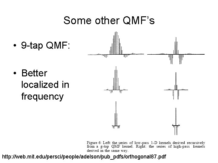 Some other QMF’s • 9 -tap QMF: • Better localized in frequency http: //web.