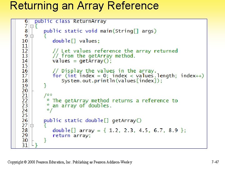 Chapter 7 Arrays and the Array List Class
