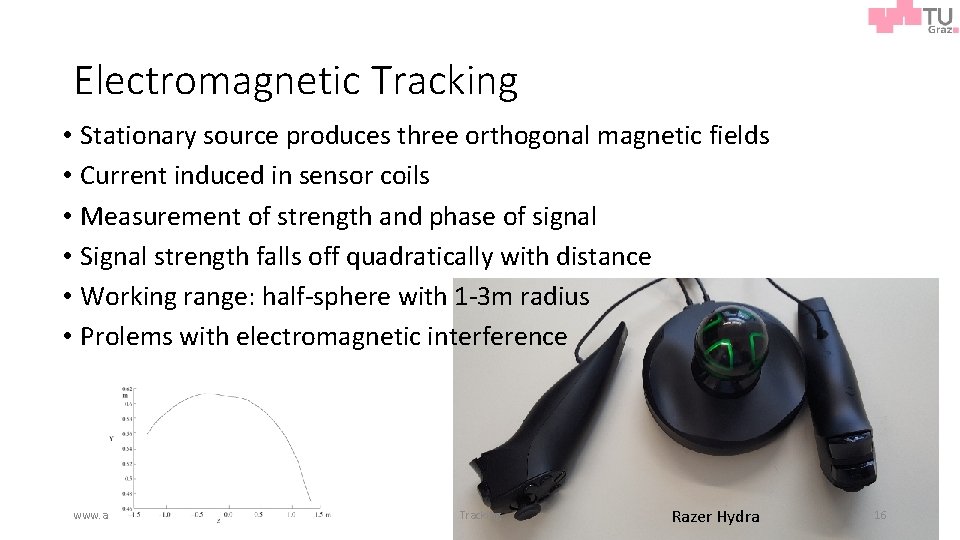 Electromagnetic Tracking • Stationary source produces three orthogonal magnetic fields • Current induced in