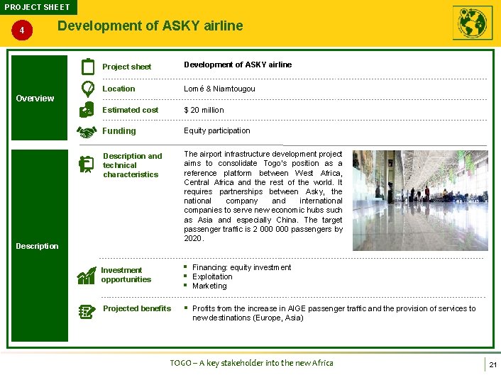 PROJECT SHEET 4 Development of ASKY airline Project sheet Development of ASKY airline Location
