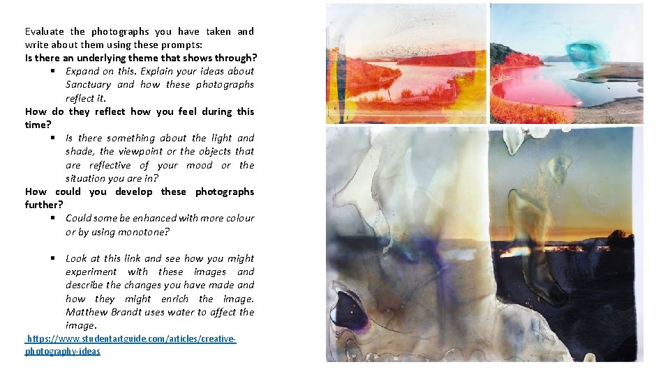 Evaluate the photographs you have taken and write about them using these prompts: Is Evaluate the photographs you have taken and write about them using these prompts: Is