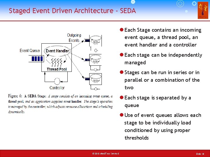 Staged Event Driven Architecture - SEDA l Each Stage contains an incoming event queue,
