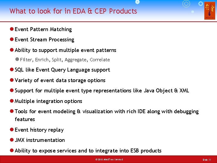 What to look for in EDA & CEP Products l Event Pattern Matching l