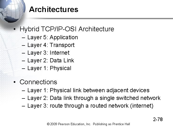 Architectures • Hybrid TCP/IP-OSI Architecture – – – Layer 5: Application Layer 4: Transport