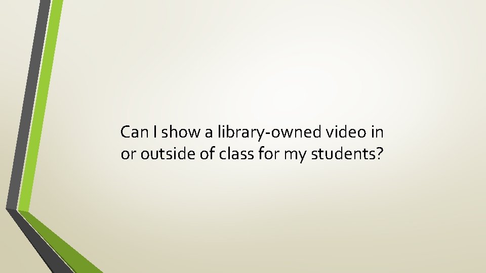 Can I show a library-owned video in or outside of class for my students?