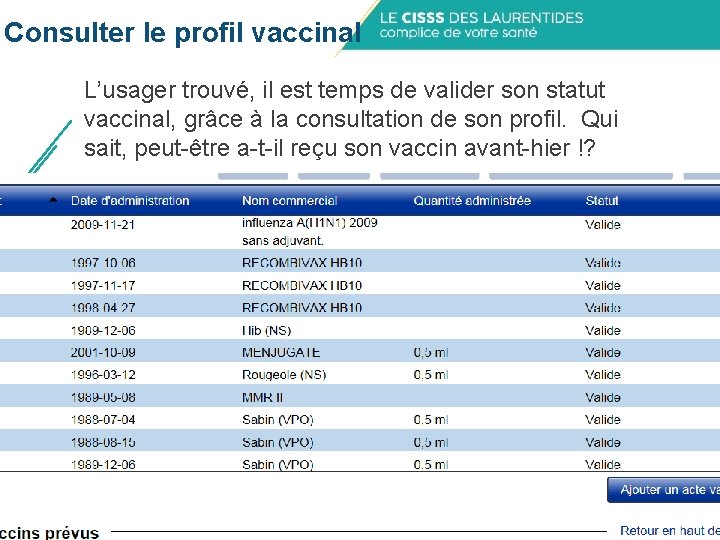 Consulter le profil vaccinal L’usager trouvé, il est temps de valider son statut vaccinal, Consulter le profil vaccinal L’usager trouvé, il est temps de valider son statut vaccinal,