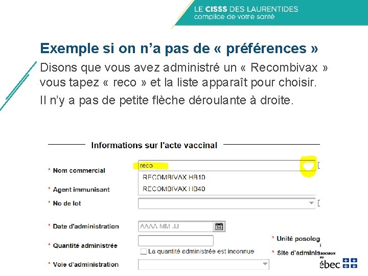 Exemple si on n’a pas de « préférences » Disons que vous avez administré Exemple si on n’a pas de « préférences » Disons que vous avez administré