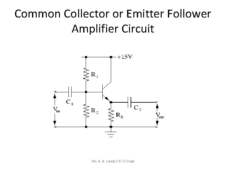 Common Collector or Emitter Follower Amplifier Circuit Ms. A. A. Lande E & TC