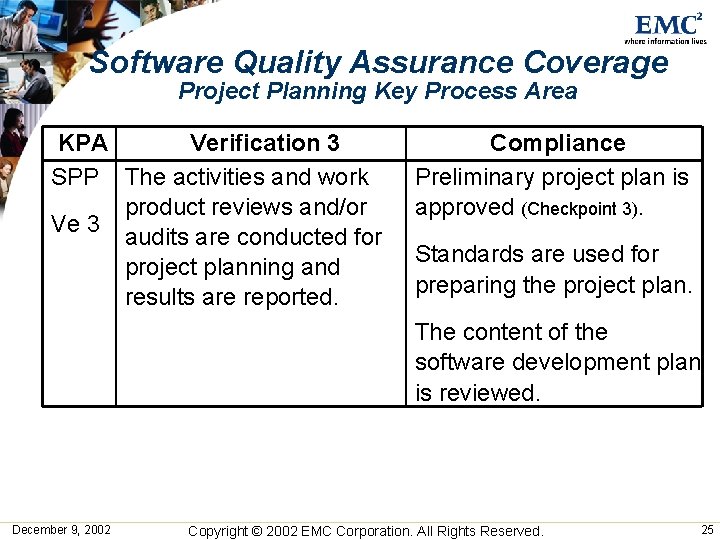Software Quality Assurance Coverage Project Planning Key Process Area KPA Verification 3 SPP The Software Quality Assurance Coverage Project Planning Key Process Area KPA Verification 3 SPP The