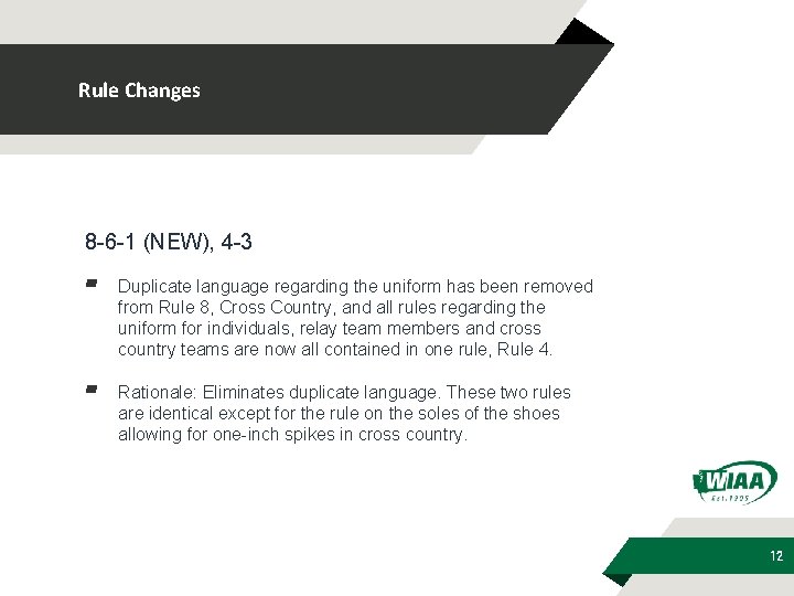 Rule Changes 8 -6 -1 (NEW), 4 -3 ▰ Duplicate language regarding the uniform