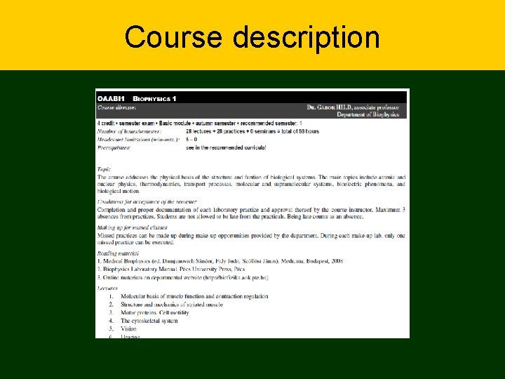 Course description 