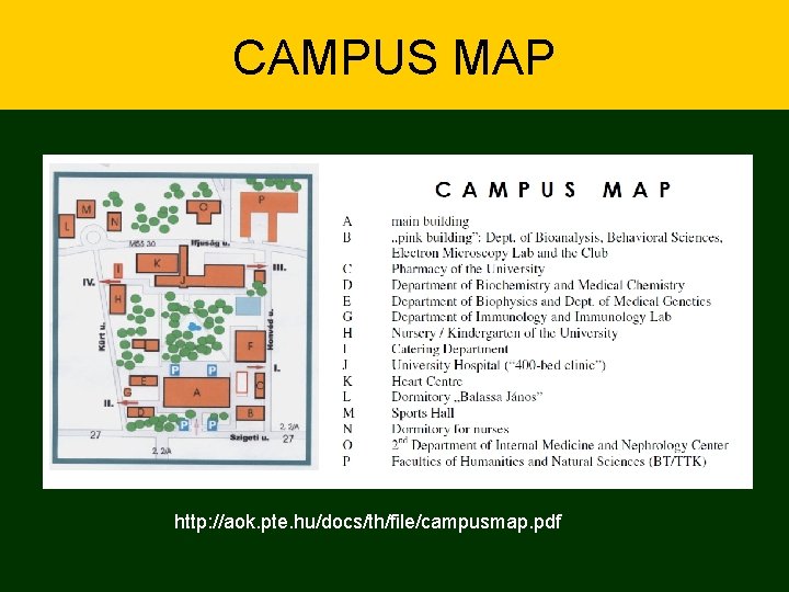 CAMPUS MAP http: //aok. pte. hu/docs/th/file/campusmap. pdf 