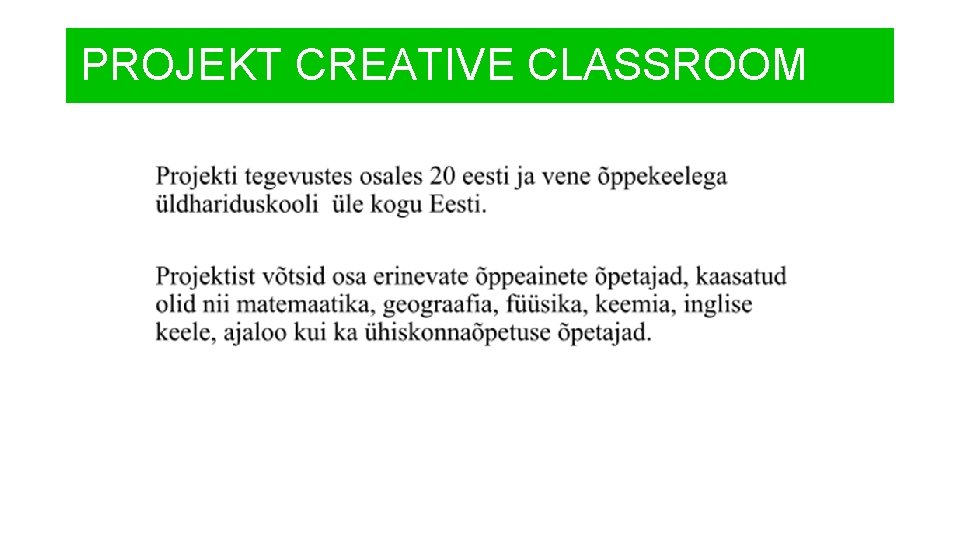 PROJEKT CREATIVE CLASSROOM 