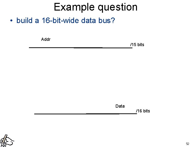 Example question • build a 16 -bit-wide data bus? Addr /15 bits Data /16