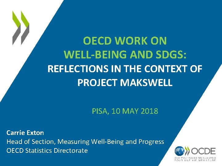 OECD WORK ON WELL-BEING AND SDGS: REFLECTIONS IN THE CONTEXT OF PROJECT MAKSWELL PISA,