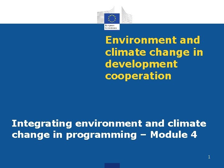 Environment and climate change in development cooperation Integrating environment and climate change in programming