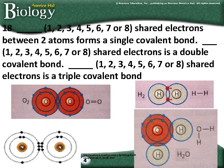 18 _____ (1, 2, 3, 4, 5, 6, 7 or 8) shared electrons between