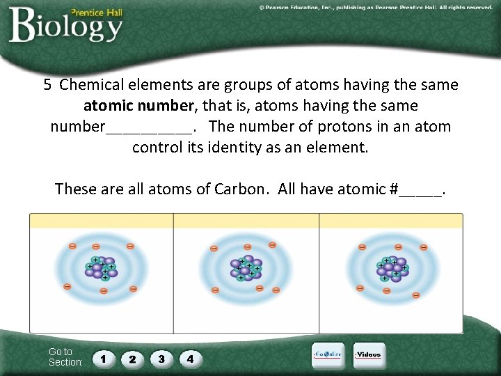 5 Chemical elements are groups of atoms having the same atomic number, that is,