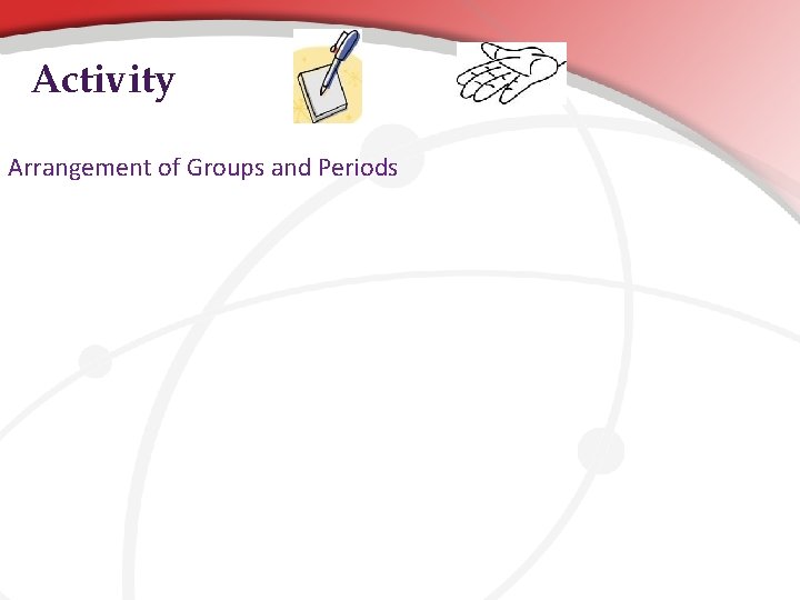 Activity Arrangement of Groups and Periods Activity Arrangement of Groups and Periods