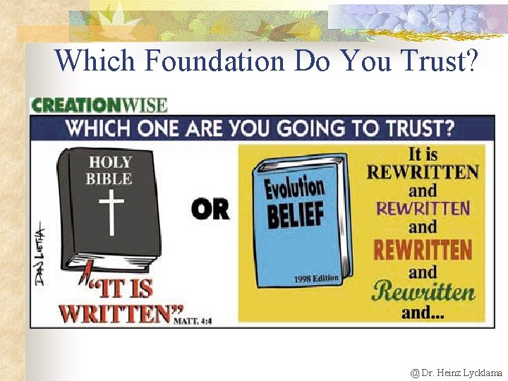 Which Foundation Do You Trust? @ Dr. Heinz Lycklama 