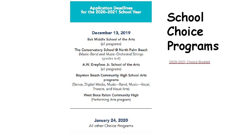 School Choice Programs 2020 -2021 Choice Booklet 