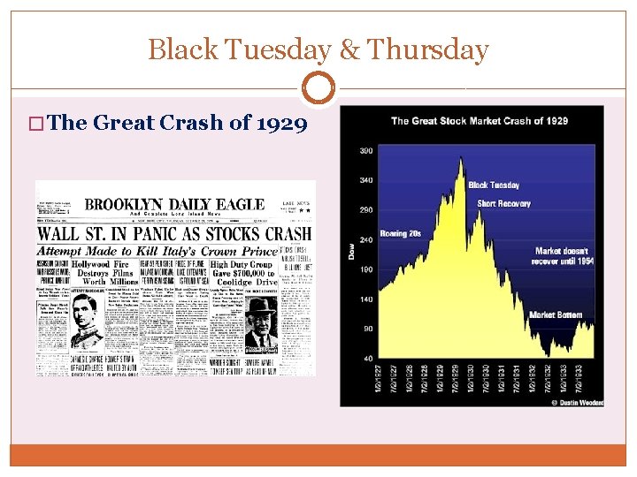 Black Tuesday & Thursday � The Great Crash of 1929 