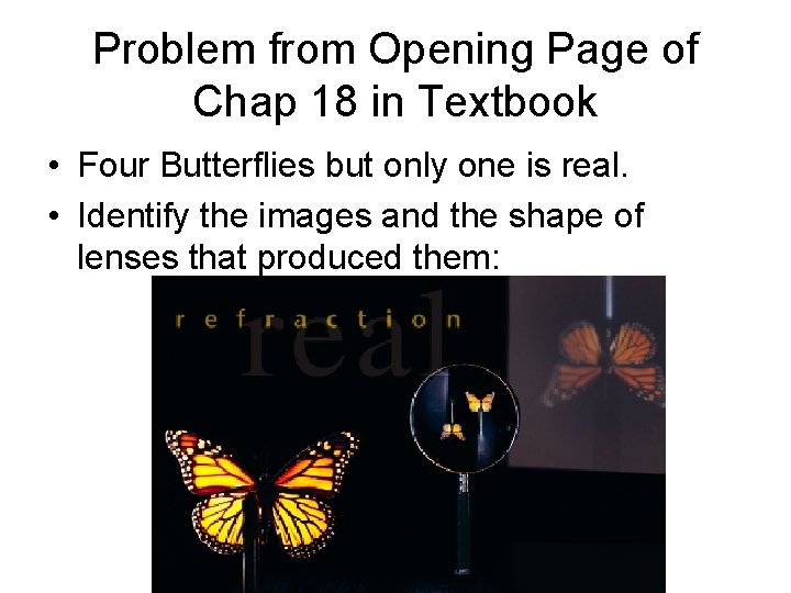 Problem from Opening Page of Chap 18 in Textbook • Four Butterflies but only