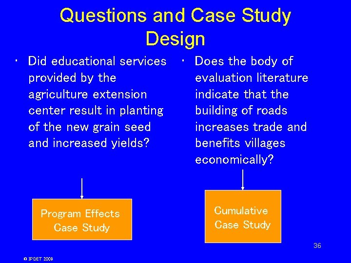 Questions and Case Study Design • Did educational services provided by the agriculture extension Questions and Case Study Design • Did educational services provided by the agriculture extension