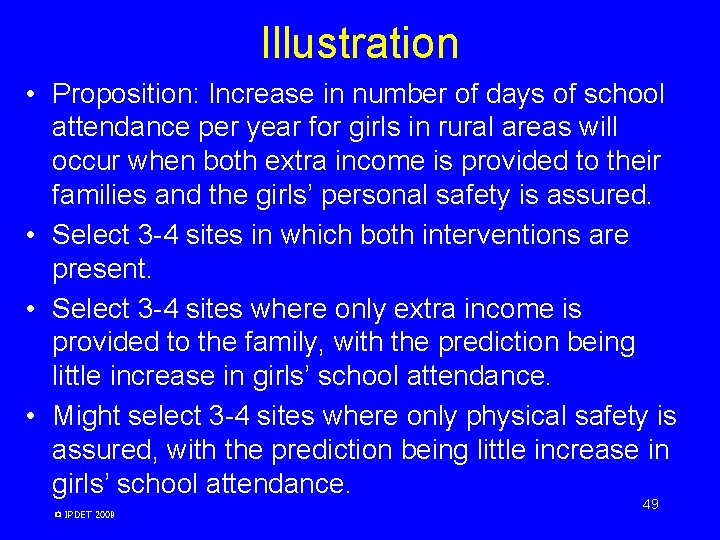 Illustration • Proposition: Increase in number of days of school attendance per year for Illustration • Proposition: Increase in number of days of school attendance per year for