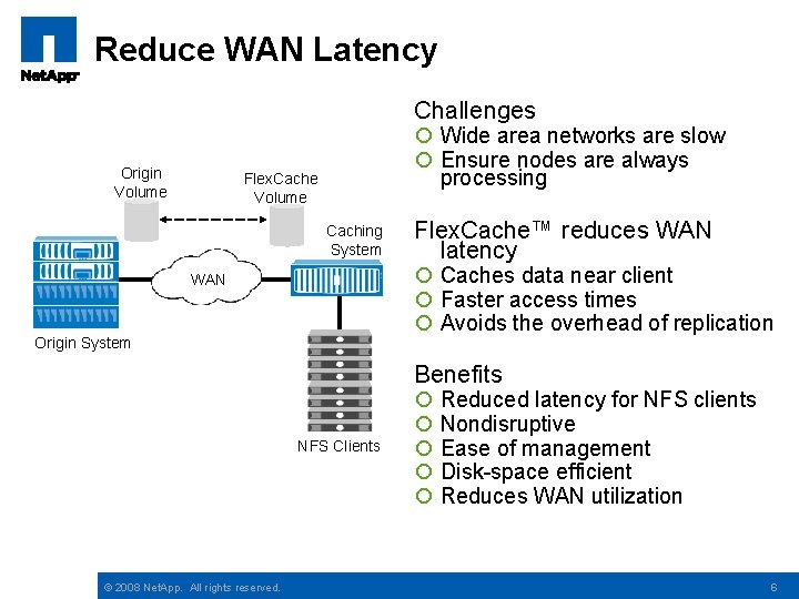 Reduce WAN Latency Challenges Origin Volume ¡ Wide area networks are slow ¡ Ensure