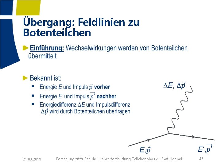 Übergang: Feldlinien zu Botenteilchen ► 21. 03. 2019 Forschung trifft Schule - Lehrerfortbildung Teilchenphysik