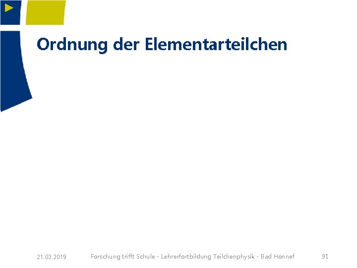 ► Ordnung der Elementarteilchen 21. 03. 2019 Forschung trifft Schule - Lehrerfortbildung Teilchenphysik -