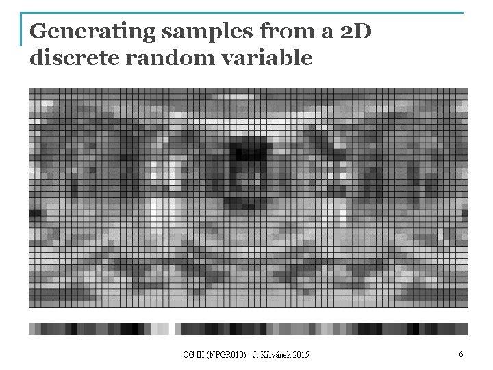 Generating samples from a 2 D discrete random variable CG III (NPGR 010) -