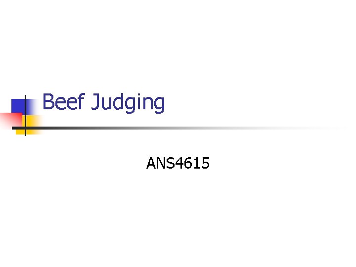 Beef Judging ANS 4615 