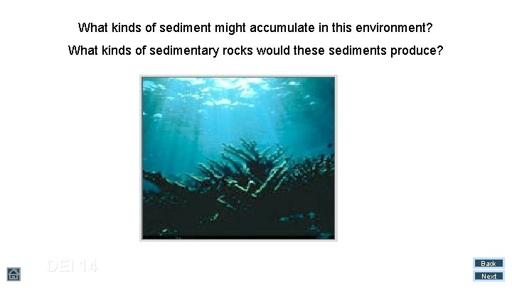 What kinds of sediment might accumulate in this environment? What kinds of sedimentary rocks