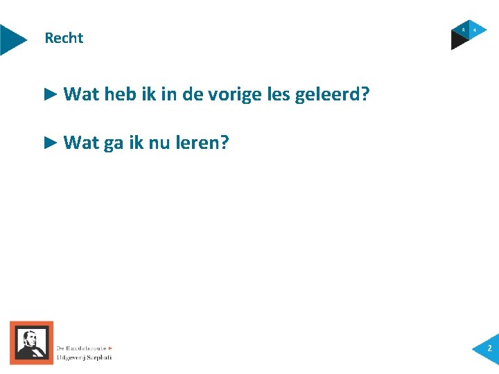 Recht ► Wat heb ik in de vorige les geleerd? ► Wat ga ik