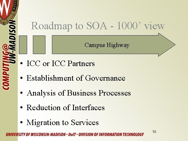 Roadmap to SOA - 1000’ view Campus Highway • ICC or ICC Partners •