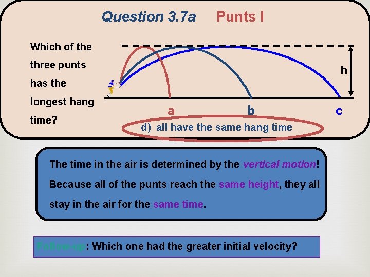 Question 3. 7 a Punts I Which of the three punts has the longest