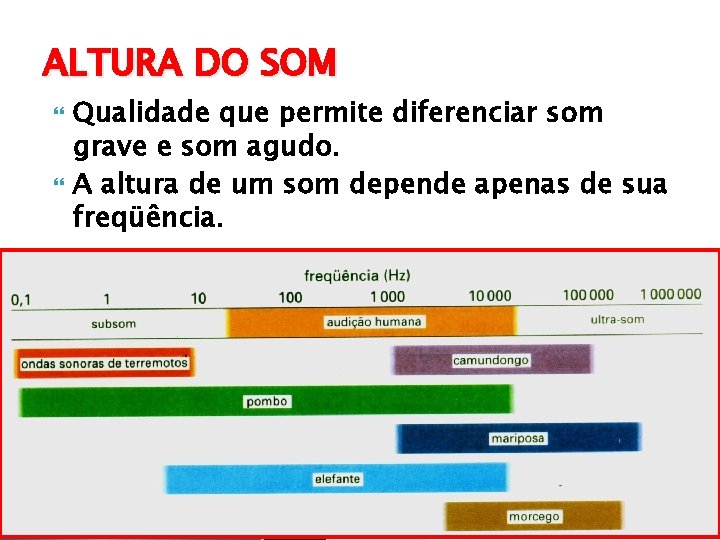 ALTURA DO SOM Qualidade que permite diferenciar som grave e som agudo. A altura ALTURA DO SOM Qualidade que permite diferenciar som grave e som agudo. A altura