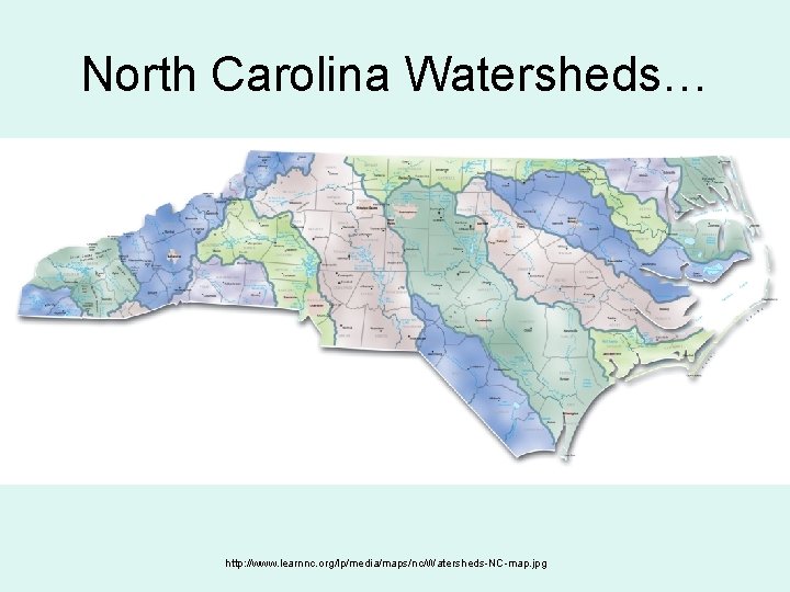 North Carolina Watersheds… http: //www. learnnc. org/lp/media/maps/nc/Watersheds-NC-map. jpg 