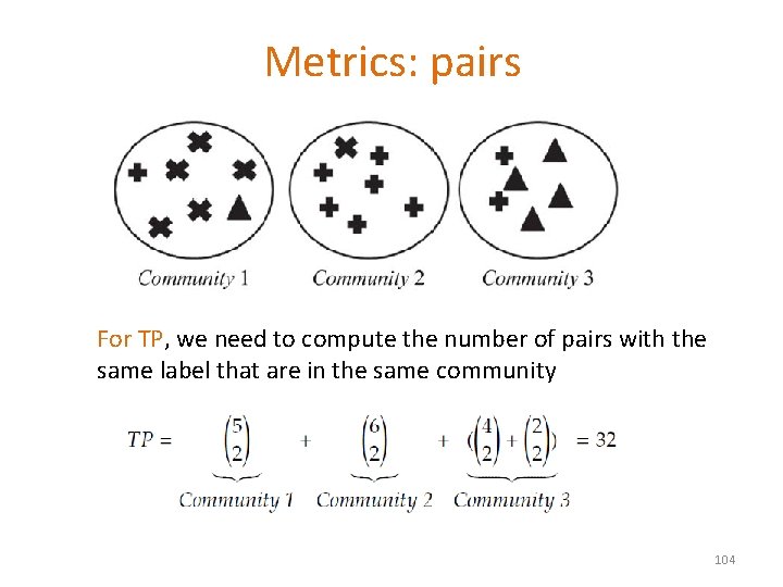 Metrics: pairs For TP, we need to compute the number of pairs with the