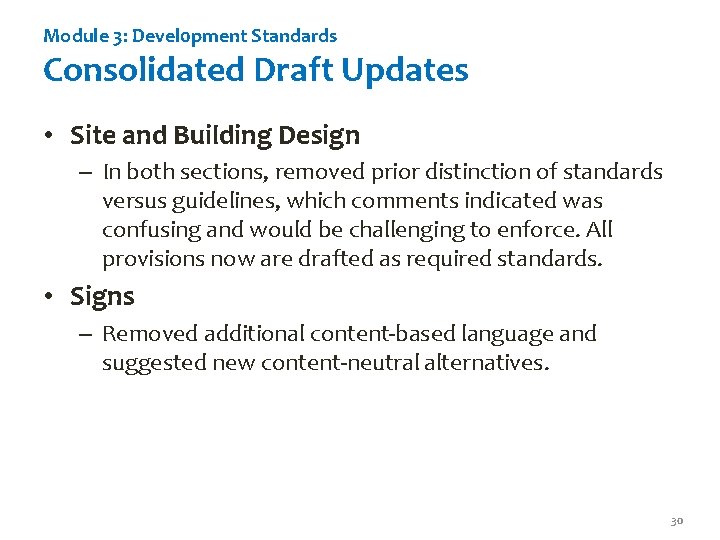 Module 3: Devel 0 pment Standards Consolidated Draft Updates • Site and Building Design